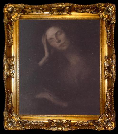 framed  Eugene Carriere Lady Leaning Her Elbows ona Table, ta009-2